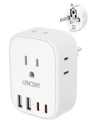 Germany France Travel Power Adapter, Schuko Type E F Power Plug Adaptor with 4 USB Ports(2 Type C), 4 Outlet Converter, US to EU Spain France German Greece Norway Iceland South Korea Portugal Germany France Travel Power Adapter, Schuko Type E F Power Plug Adaptor with 4 USB Ports(2 Type C), 4 Outlet Converter, US to EU Spain France German Greece Norway Iceland South Korea Portugal