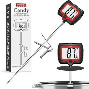Digital Candy Thermometer with Pot Clip, Deep Fry Oil Thermometer with Rotatable Display & Long Probe, for Candy Candle Making, Cooking, Food, Liquids, Water, Sugar.. Black Digital Candy Thermometer with Pot Clip, Deep Fry Oil Thermometer with Rotatable Display & Long Probe, for Candy Candle Making, Cooking, Food, Liquids, Water, Sugar.. Black