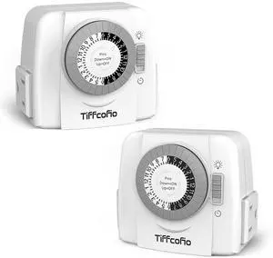 Indoor Mechanical Outlet Timer, 3 Prong Timers for Electrical Outlets, 24-Hour Programmable Plug in Light Timer, ETL Listed (2 Outlets, 2 Packs) Indoor Mechanical Outlet Timer, 3 Prong Timers for Electrical Outlets, 24-Hour Programmable Plug in Light Timer, ETL Listed (2 Outlets, 2 Packs)