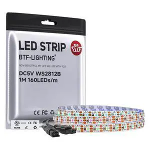 WS2812B IC RGB 5mm Ultra Narrow LED Strip 2020SMD DC5V Individually Addressable 3.2FT 160Pixels/m 160LED Dream Color Tape Light for Home DIY Decoration IP30 (No Adapter or Controller) WS2812B IC RGB 5mm Ultra Narrow LED Strip 2020SMD DC5V Individually Addressable 3.2FT 160Pixels/m 160LED Dream Color Tape Light for Home DIY Decoration IP30 (No Adapter or Controller)
