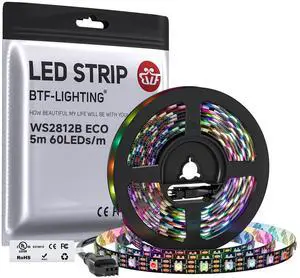 WS2812B ECO RGB LED Strip,UL Listed,Individually Addressable,16.4FT 60LED/m 300Pixel DC5V 5050SMD,Alloy Wire Flexible 3M Tape for DIY Chasing Color Project IP30(No Adapter or Controller) WS2812B ECO RGB LED Strip,UL Listed,Individually Addressable,16.4FT 60LED/m 300Pixel DC5V 5050SMD,Alloy Wire Flexible 3M Tape for DIY Chasing Color Project IP30(No Adapter or Controller)