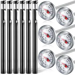 6 Pcs Stainless Steel Kitchen Thermometer with 5 Inch Long Stem 1 Inch Dial Thermometer Milk Frothing Food for Oven Probe Meat Grill BBQ Cooking Chocolate Water(Black) 6 Pcs Stainless Steel Kitchen Thermometer with 5 Inch Long Stem 1 Inch Dial Thermometer Milk Frothing Food for Oven Probe Meat Grill BBQ Cooking Chocolate Water(Black)