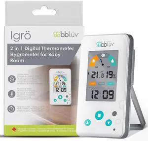 Igrö 2-in-1 | Indoor Digital Thermometer and Hygrometer | Humidity Meter for Baby Room with Alarm | Portable, User-Friendly | Ideal for Nursery, Home, or Travel Igrö 2-in-1 | Indoor Digital Thermometer and Hygrometer | Humidity Meter for Baby Room with Alarm | Portable, User-Friendly | Ideal for Nursery, Home, or Travel