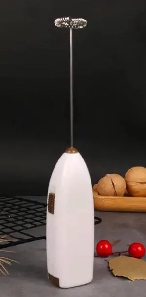 Electric Milk Frother for Coffee | Battery Operated Foam Maker | Stainless Steel Whisk (White) Electric Milk Frother for Coffee | Battery Operated Foam Maker | Stainless Steel Whisk (White)