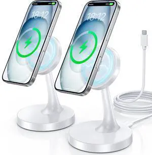 2 Pack Magnetic Wireless Charger iPhone, 15W Fast Mag-Safe Charger Stand for iPhone 17/17 Air/17 Pro/17 Pro Max 16/15/14/13/12 Series Magnet Wireless Charging Station/Pad for AirPods- Gifts Ideas 2 Pack Magnetic Wireless Charger iPhone, 15W Fast Mag-Safe Charger Stand for iPhone 17/17 Air/17 Pro/17 Pro Max 16/15/14/13/12 Series Magnet Wireless Charging Station/Pad for AirPods- Gifts Ideas