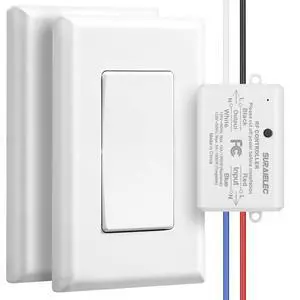 3 Way Wireless Light Switch, No Wiring, No WiFi, 100ft RF Range, Pre-Programmed, Expandable Wireless Wall Switch and Receiver Kit, Remote Control Light Fixture for Lamp, Ceiling Light, Fan 3 Way Wireless Light Switch, No Wiring, No WiFi, 100ft RF Range, Pre-Programmed, Expandable Wireless Wall Switch and Receiver Kit, Remote Control Light Fixture for Lamp, Ceiling Light, Fan