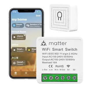 2-Pack Matter Smart Switch 16A Mini WiFi Relay Module,DIY Wireless Light Switch Voice Control with Timer&Schedule for Home Automation,Work with Apple Homekit,Alexa,Google Home,CSA Certified 2-Pack Matter Smart Switch 16A Mini WiFi Relay Module,DIY Wireless Light Switch Voice Control with Timer&Schedule for Home Automation,Work with Apple Homekit,Alexa,Google Home,CSA Certified