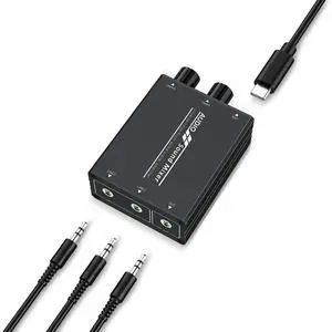 2 Channel Audio Mixer, Supports Two Stereo Audio Input Mixer and Output Audio Mixer, Contains Two 3.5mm Audio Cables and a USB Power Supply Cable, Suitable for PCs, Mobile Phones, laptops, etc 2 Channel Audio Mixer, Supports Two Stereo Audio Input Mixer and Output Audio Mixer, Contains Two 3.5mm Audio Cables and a USB Power Supply Cable, Suitable for PCs, Mobile Phones, laptops, etc