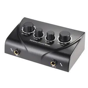 2 Channel Karaoke Audio Mixer with Dual Mic Inputs Echo Control 2 Channel Karaoke Audio Mixer with Dual Mic Inputs Echo Control