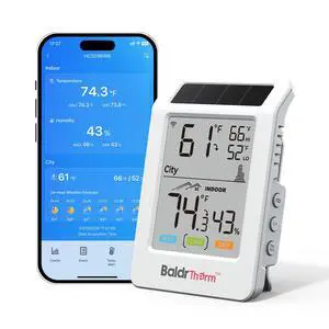 WiFi Thermometer Hygrometer, Wireless Indoor Outdoor Temperature Humidity Monitor, Solar Boost, 3.9" Large Screen, App Alerts for Home, Greenhouse, Pipe Protection, Cellar & Baby Room WiFi Thermometer Hygrometer, Wireless Indoor Outdoor Temperature Humidity Monitor, Solar Boost, 3.9" Large Screen, App Alerts for Home, Greenhouse, Pipe Protection, Cellar & Baby Room