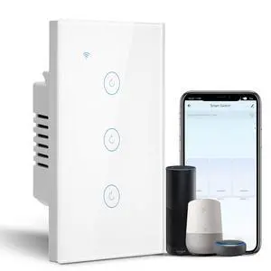 Smart Light Switch, 3 Gang WiFi Alexa Light Switch with Remote APP Control and Timing Function, Single Pole White Light Switches Work with Alexa, Google Assistant, Voice Control, Group Control Smart Light Switch, 3 Gang WiFi Alexa Light Switch with Remote APP Control and Timing Function, Single Pole White Light Switches Work with Alexa, Google Assistant, Voice Control, Group Control