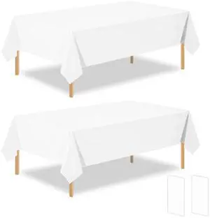 2 Pack White Plastic Table Cloth Disposable Rectangle Tablecloth 54 x 108 Inch, White Plastic Table Covers for Birthday Wedding Banquet Picnic Holiday Party Decorations 2 Pack White Plastic Table Cloth Disposable Rectangle Tablecloth 54 x 108 Inch, White Plastic Table Covers for Birthday Wedding Banquet Picnic Holiday Party Decorations