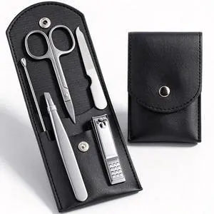 Travel Manicure Set Professional Nail Clipper Kit-5 Pieces Stainless Steel Manicure Kit, Women Men Grooming kit With Nail Care Tools Beauty Scissors Tweezers (Silver Black) Travel Manicure Set Professional Nail Clipper Kit-5 Pieces Stainless Steel Manicure Kit, Women Men Grooming kit With Nail Care Tools Beauty Scissors Tweezers (Silver Black)