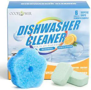 6-Pack Dishwasher Detergent and Deodorizer Tablets with Kitchen Sponge, Deep Clean Formula, Dishwasher Safe, Removes Scale, Odors, and Hard Water Residue (Lemon Scent) 6-Pack Dishwasher Detergent and Deodorizer Tablets with Kitchen Sponge, Deep Clean Formula, Dishwasher Safe, Removes Scale, Odors, and Hard Water Residue (Lemon Scent)