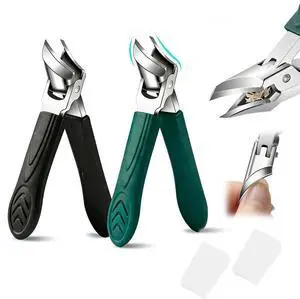 Upgrade Wide Jaw Opening Anti-Splash Slanted Nail Clipper,Precision Stainless Steel Beveled Nail Clippers for Thick, Ingrown Nails & Toenails, Professional Manicure Tool (Black+Green) Upgrade Wide Jaw Opening Anti-Splash Slanted Nail Clipper,Precision Stainless Steel Beveled Nail Clippers for Thick, Ingrown Nails & Toenails, Professional Manicure Tool (Black+Green)