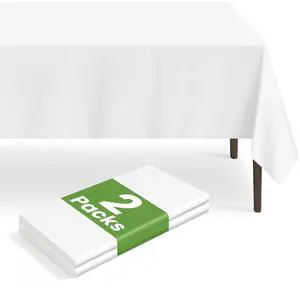 2 Pack Rectangular White Tablecloth, White Plastic Table Cloths for Parties Disposable, 54x108 in Waterproof Camping Tablecloth for Birthday Party Baby Shower Picnic Valentines Wedding 2 Pack Rectangular White Tablecloth, White Plastic Table Cloths for Parties Disposable, 54x108 in Waterproof Camping Tablecloth for Birthday Party Baby Shower Picnic Valentines Wedding