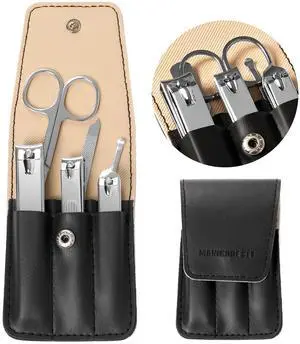 6 PCS Premium Stainless Steel Nail Clippers Set, Professional Manicure Pedicure Kit with Snap Fastener PU Leather Case, Travel Grooming Kit, Ideal Gift for Men and Women(D-Black) 6 PCS Premium Stainless Steel Nail Clippers Set, Professional Manicure Pedicure Kit with Snap Fastener PU Leather Case, Travel Grooming Kit, Ideal Gift for Men and Women(D-Black)