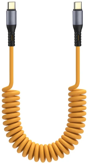 Coiled USB C Cable for Car Phone Charger, iPhone 17/16/15, Samsung Galaxy | Type C Fast Charging Cord, USBC to USBC, 60W, Yellow, 5 ft Coiled USB C Cable for Car Phone Charger, iPhone 17/16/15, Samsung Galaxy | Type C Fast Charging Cord, USBC to USBC, 60W, Yellow, 5 ft