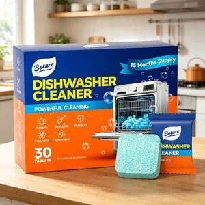 Dishwasher Cleaning Tablets -30 Pack Cleaner and Deodorizer -15 Month Suply for Hard Water Dish Washer Machine, Non Toxic Tabs for Dish, Septic Safe & Odor Remover, Lemon Scent Dishwasher Cleaning Tablets -30 Pack Cleaner and Deodorizer -15 Month Suply for Hard Water Dish Washer Machine, Non Toxic Tabs for Dish, Septic Safe & Odor Remover, Lemon Scent