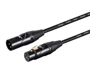 Starquad XLR Male to XLR Female Microphone Cable - 1.5 Feet - Black, 24AWG, Optimized for Analog Audio - Gold Contacts - Stage Right Series Starquad XLR Male to XLR Female Microphone Cable - 1.5 Feet - Black, 24AWG, Optimized for Analog Audio - Gold Contacts - Stage Right Series