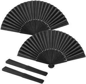2 Pack Bamboo Handheld Silk Folding Fan, Small Chinese/Japanese Folding Hand Fan for Women, Black Hand Fan for Wedding, Church, Performance, Dance, Beach, Travel, Party & Gift 2 Pack Bamboo Handheld Silk Folding Fan, Small Chinese/Japanese Folding Hand Fan for Women, Black Hand Fan for Wedding, Church, Performance, Dance, Beach, Travel, Party & Gift