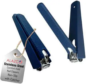 2 Comfort Hold Navy Large Nail Clippers Non-Slip Sure Grip Clipping Removable Catcher Toenails Fingernails Cutter Ultra Sharp Trimmer Stainless Steel Men Women Arthritis Unsteady Hands 2 Comfort Hold Navy Large Nail Clippers Non-Slip Sure Grip Clipping Removable Catcher Toenails Fingernails Cutter Ultra Sharp Trimmer Stainless Steel Men Women Arthritis Unsteady Hands