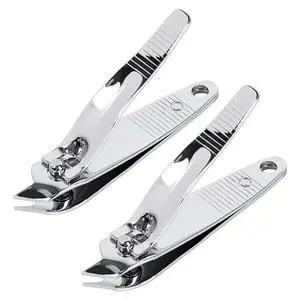2 PCS Angled Nail Clipper Set, Metal Slanted Edge Nail Cutting Clippers for Women and Men, Sharp Fingernail Cutter Toenail Clippers for Thick Toenails, Silver 2 PCS Angled Nail Clipper Set, Metal Slanted Edge Nail Cutting Clippers for Women and Men, Sharp Fingernail Cutter Toenail Clippers for Thick Toenails, Silver