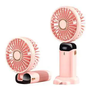 Portable Handheld Fan Battery Operated with Base, 8 Hours, Digital Display, 5 Speeds, 90° Ajustable, Rechargeable Mini Fan for Outdoor Indoor Portable Handheld Fan Battery Operated with Base, 8 Hours, Digital Display, 5 Speeds, 90° Ajustable, Rechargeable Mini Fan for Outdoor Indoor