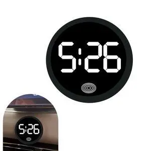 Car Digital Dashboard Clock, Trendy Circular Luminous Touch-Sensitive LED Clock with Premium Metal-Finish, Adhesive Backing Vehicle Time Decoration Universal for Most Cars & Desks (White) Car Digital Dashboard Clock, Trendy Circular Luminous Touch-Sensitive LED Clock with Premium Metal-Finish, Adhesive Backing Vehicle Time Decoration Universal for Most Cars & Desks (White)