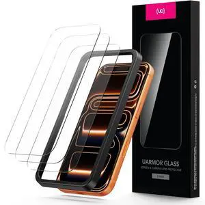 UARMOR Glass 3 Pack Screen Protector for iPhone 17 Pro, 9H Tempered Glass with Easy Installation Kits, Shatterproof, Case-Friendly Fit - HD Clear (iPhone 17 Pro) UARMOR Glass 3 Pack Screen Protector for iPhone 17 Pro, 9H Tempered Glass with Easy Installation Kits, Shatterproof, Case-Friendly Fit - HD Clear (iPhone 17 Pro)