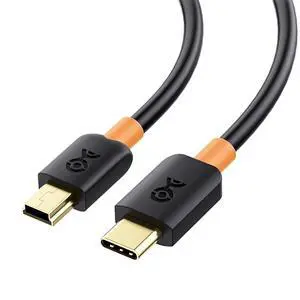 Mini USB to USB C Cable, 6.6ft, Black Mini USB to USB C Cable, 6.6ft, Black
