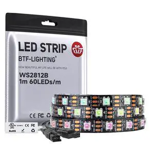 WS2812B IC RGB LED Strip,UL Listed,Pure Gold Wires,DC5V 3.28FT 60LED 5050SMD,Individually Addressable,Flexible for DIY Chasing Full Color Project,3M Tape,IP30(No Adapter or Controller) WS2812B IC RGB LED Strip,UL Listed,Pure Gold Wires,DC5V 3.28FT 60LED 5050SMD,Individually Addressable,Flexible for DIY Chasing Full Color Project,3M Tape,IP30(No Adapter or Controller)
