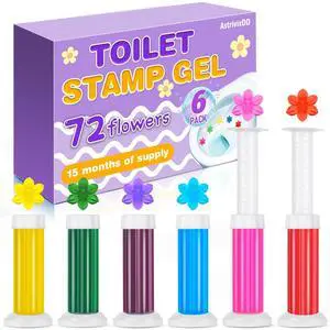 6 Pack Toilet Gel Stamp, 72 Stamps 6 Kinds of Scent Toilet Bowl Cleaner Gel, Long-Lasting Flowers Shaped Bathroom Freshener, Keeps Toilet Fresh Fragrant and Clean 6 Pack Toilet Gel Stamp, 72 Stamps 6 Kinds of Scent Toilet Bowl Cleaner Gel, Long-Lasting Flowers Shaped Bathroom Freshener, Keeps Toilet Fresh Fragrant and Clean
