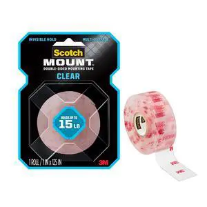 Double Sided Tape, Clear Mounting Tape, 1 Roll Adhesive Tape, 1 in x 125 in (10.4 ft), Holds Up to 15 Lbs., Features 3M Industrial Adhesive, Strong Permanent Bond on Contact (410H-MED-DC) Double Sided Tape, Clear Mounting Tape, 1 Roll Adhesive Tape, 1 in x 125 in (10.4 ft), Holds Up to 15 Lbs., Features 3M Industrial Adhesive, Strong Permanent Bond on Contact (410H-MED-DC)