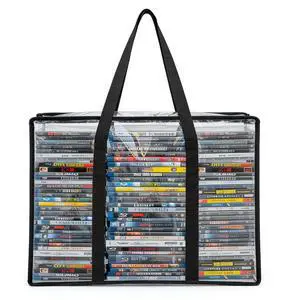 DVD Storage Bags,Clear Plastic Bags with Handles for Storing Video Games, DVDs, Blu-Rays, CDs, Holds Up to 90 Bluray and 70 DVD Cases 120 CDs DVD Storage Bags,Clear Plastic Bags with Handles for Storing Video Games, DVDs, Blu-Rays, CDs, Holds Up to 90 Bluray and 70 DVD Cases 120 CDs