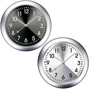 2 Pieces Stick on Dashboard Car Clock Mini Tiny Small Luminous Disposable Car Vent Clocks Watch for Dashboard Boat Bike Home(Black, White) 2 Pieces Stick on Dashboard Car Clock Mini Tiny Small Luminous Disposable Car Vent Clocks Watch for Dashboard Boat Bike Home(Black, White)