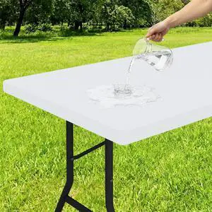Rectangle Tablecloth, Elastic Fitted Flannel Backed Vinyl Tablecloths for 6ft Folding Tables, Waterproof Wipeable Table Covers for Indoor, Outdoor, Picnic and Camping (White, 30"x72") Rectangle Tablecloth, Elastic Fitted Flannel Backed Vinyl Tablecloths for 6ft Folding Tables, Waterproof Wipeable Table Covers for Indoor, Outdoor, Picnic and Camping (White, 30"x72")