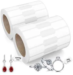 Jewelry Tags Price Tags Stickers, Rings Tags Glossy Self Adhesive White Blank Price Tags for Jewelry, Bracelet, Ring, Necklace, Earring, Clothing Display (2 Roll, 500 Labels/Roll) Jewelry Tags Price Tags Stickers, Rings Tags Glossy Self Adhesive White Blank Price Tags for Jewelry, Bracelet, Ring, Necklace, Earring, Clothing Display (2 Roll, 500 Labels/Roll)