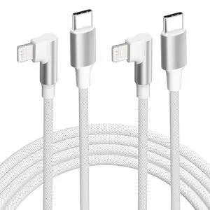 USB C to Lightning Cable 6ft 2 Pack MFi Right Angle 20W Fast Charging Cord USB C to Lightning Cable 6ft 2 Pack MFi Right Angle 20W Fast Charging Cord