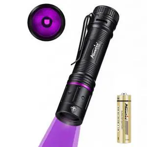 P67 Mini 3W UV Flashlight 365nm Portable Ultraviolet Very Small EDC Black Light for Pet Urine Detector, Minerals, Scorpions, Finding Stains, Money Checker with AA Battery Easy to Replace P67 Mini 3W UV Flashlight 365nm Portable Ultraviolet Very Small EDC Black Light for Pet Urine Detector, Minerals, Scorpions, Finding Stains, Money Checker with AA Battery Easy to Replace