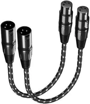 Short XLR Cables 1ft 2 Pack, XLR Microphone Cable Balanced Shielded Nylon Braided Cord with 3-Pin Male to Female for Microphones Recording, Mixer, AmplifierSpeaker Systems Short XLR Cables 1ft 2 Pack, XLR Microphone Cable Balanced Shielded Nylon Braided Cord with 3-Pin Male to Female for Microphones Recording, Mixer, AmplifierSpeaker Systems