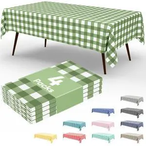 4 Packs Buffalo Disposable Table Cloth, 54 x 108 Inch Waterproof Plastic Tablecloth, Rectangle Sage Green and White Checkered Table Covers for Picnic, Birthday, Party, Back to School 4 Packs Buffalo Disposable Table Cloth, 54 x 108 Inch Waterproof Plastic Tablecloth, Rectangle Sage Green and White Checkered Table Covers for Picnic, Birthday, Party, Back to School