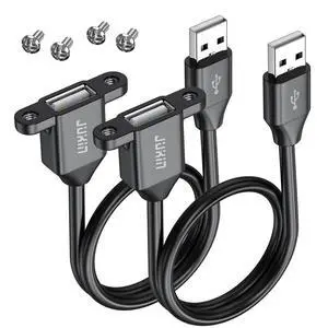 2Pack USB2.0 Male to Female Extension Cable 3FT with Ears can be Fixed Various Chassis/Cabinets/Panels USB Extender W/Screw nut for USB Panel Mount (USB Type-A, 3FT) 2Pack USB2.0 Male to Female Extension Cable 3FT with Ears can be Fixed Various Chassis/Cabinets/Panels USB Extender W/Screw nut for USB Panel Mount (USB Type-A, 3FT)