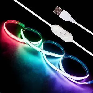 5V USB LED Strip Lights, 3.28FT 3Key COB Light Strip RGB, Short LED Strip Light, Flexible Bright 5V Led Strip for Under Cabinet, Kitchen, TV Backlight, Shelves, Displays and TV Lights 5V USB LED Strip Lights, 3.28FT 3Key COB Light Strip RGB, Short LED Strip Light, Flexible Bright 5V Led Strip for Under Cabinet, Kitchen, TV Backlight, Shelves, Displays and TV Lights