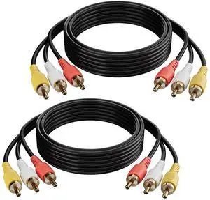 3 RCA Cable 10 Ft/2 Pack Audio Video Composite Male to Male DVD Cable, Gold-Plated Low Loss Stereo AV TV Cable Cord with Noise Reduction for VCD, Satellite, Stereo System,Home Theater Receiver 3 RCA Cable 10 Ft/2 Pack Audio Video Composite Male to Male DVD Cable, Gold-Plated Low Loss Stereo AV TV Cable Cord with Noise Reduction for VCD, Satellite, Stereo System,Home Theater Receiver