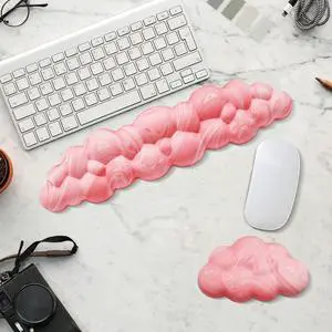 Cloud Wrist Rest, Memory Foam Palm Rest with Non-Slip Base for Ergonomic Keyboard - Soft Wrist Rest for Office, Computer, Laptop, Gaming - Pink Cloud Wrist Rest, Memory Foam Palm Rest with Non-Slip Base for Ergonomic Keyboard - Soft Wrist Rest for Office, Computer, Laptop, Gaming - Pink