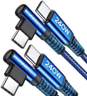 240W USB C to USB C Cable 6.6ft 2Pack USB C to USB C Fast Charging Cable, Right Angle USB C Charger Cable for iPhone16 Charger Cord, MacBook Pro, iPad Pro/Air, Samsung,Blue 240W USB C to USB C Cable 6.6ft 2Pack USB C to USB C Fast Charging Cable, Right Angle USB C Charger Cable for iPhone16 Charger Cord, MacBook Pro, iPad Pro/Air, Samsung,Blue