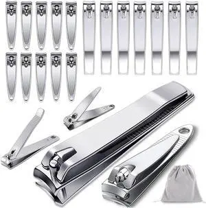 20-Pack Stainless Steel Fingernail & Toenail Nail Clippers Bulk Set - 12 Small + 8 Medium Size with Storage Pouch, Manicure Kit for Men/Women Travel, Gifts, Homeless Care Supplies 20-Pack Stainless Steel Fingernail & Toenail Nail Clippers Bulk Set - 12 Small + 8 Medium Size with Storage Pouch, Manicure Kit for Men/Women Travel, Gifts, Homeless Care Supplies