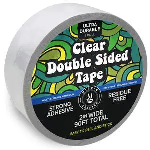 Clear Double Sided Tape, 2 Inch Wide Heavy-Duty Adhesive, Removable Mounting Tape for Posters, Carpets, Wall-Safe Use, Crafts, 90 Feet Long Clear Double Sided Tape, 2 Inch Wide Heavy-Duty Adhesive, Removable Mounting Tape for Posters, Carpets, Wall-Safe Use, Crafts, 90 Feet Long