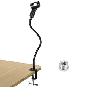 13" Gooseneck Microphone Stand Flexible Desktop Clamp-On Mic Mount 13" Gooseneck Microphone Stand Flexible Desktop Clamp-On Mic Mount
